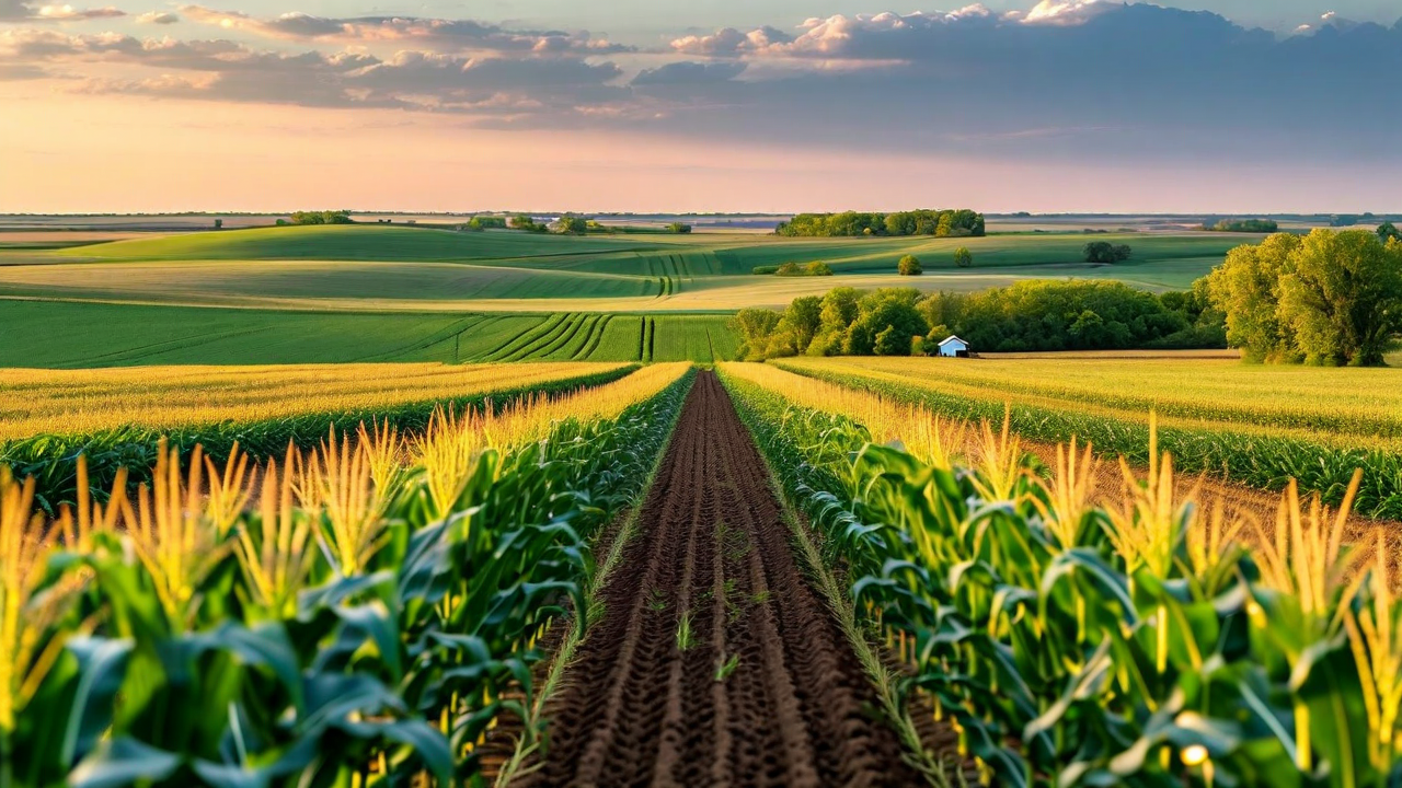 rural farm landscape with sensor equipment